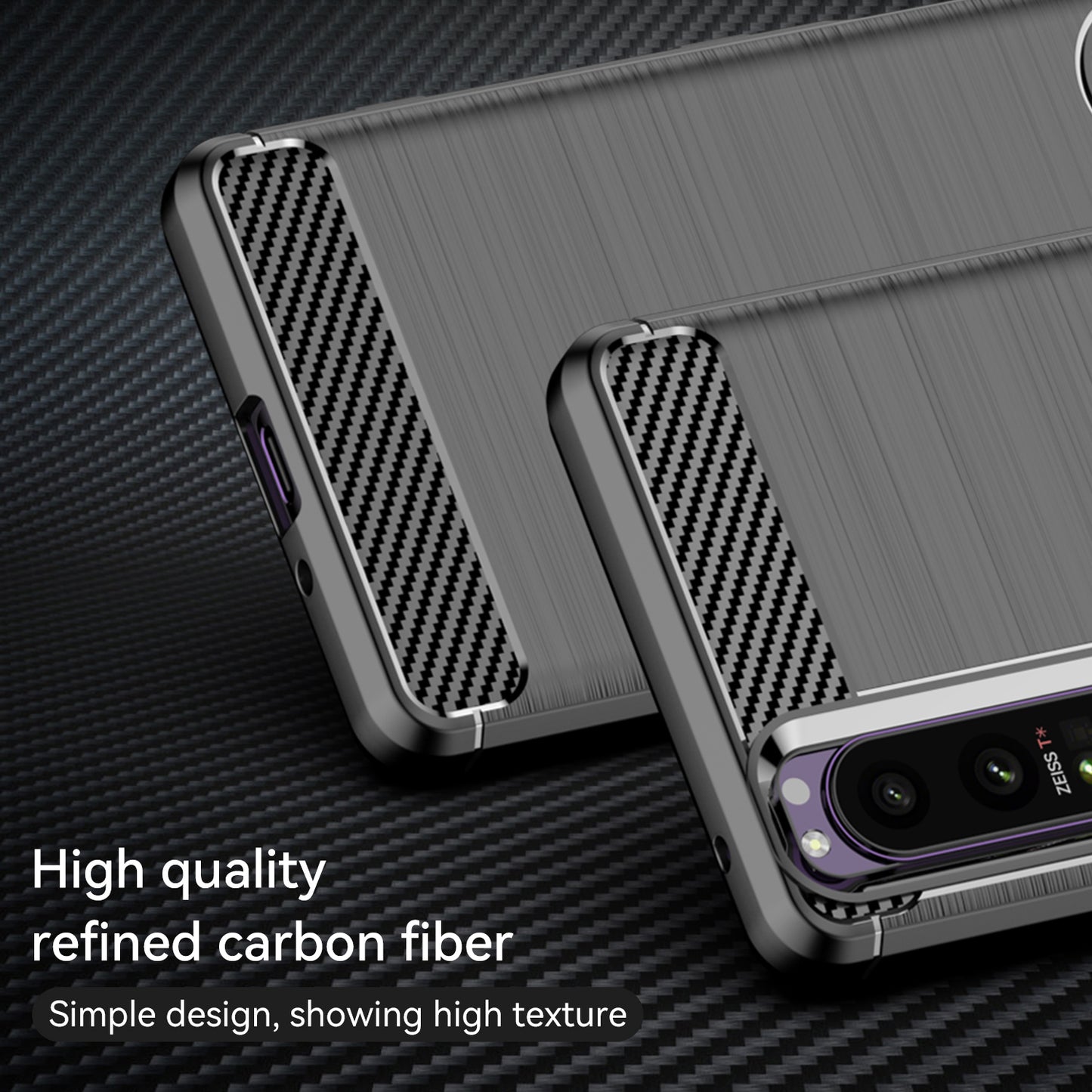 1.8mm TPU Case Carbon Fiber Texture Fine Workmanship Brushed Surface Bendable Phone Cover for Sony Xperia 1 III 5G