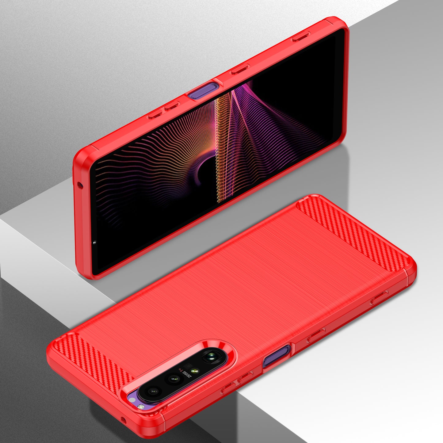1.8mm TPU Case Carbon Fiber Texture Fine Workmanship Brushed Surface Bendable Phone Cover for Sony Xperia 1 III 5G