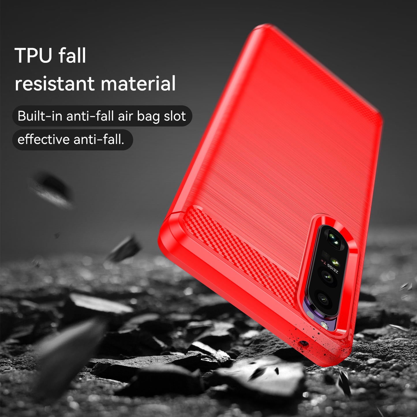 1.8mm TPU Case Carbon Fiber Texture Fine Workmanship Brushed Surface Bendable Phone Cover for Sony Xperia 1 III 5G