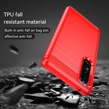 1.8mm TPU Case Carbon Fiber Texture Fine Workmanship Brushed Surface Bendable Phone Cover for Sony Xperia 1 III 5G