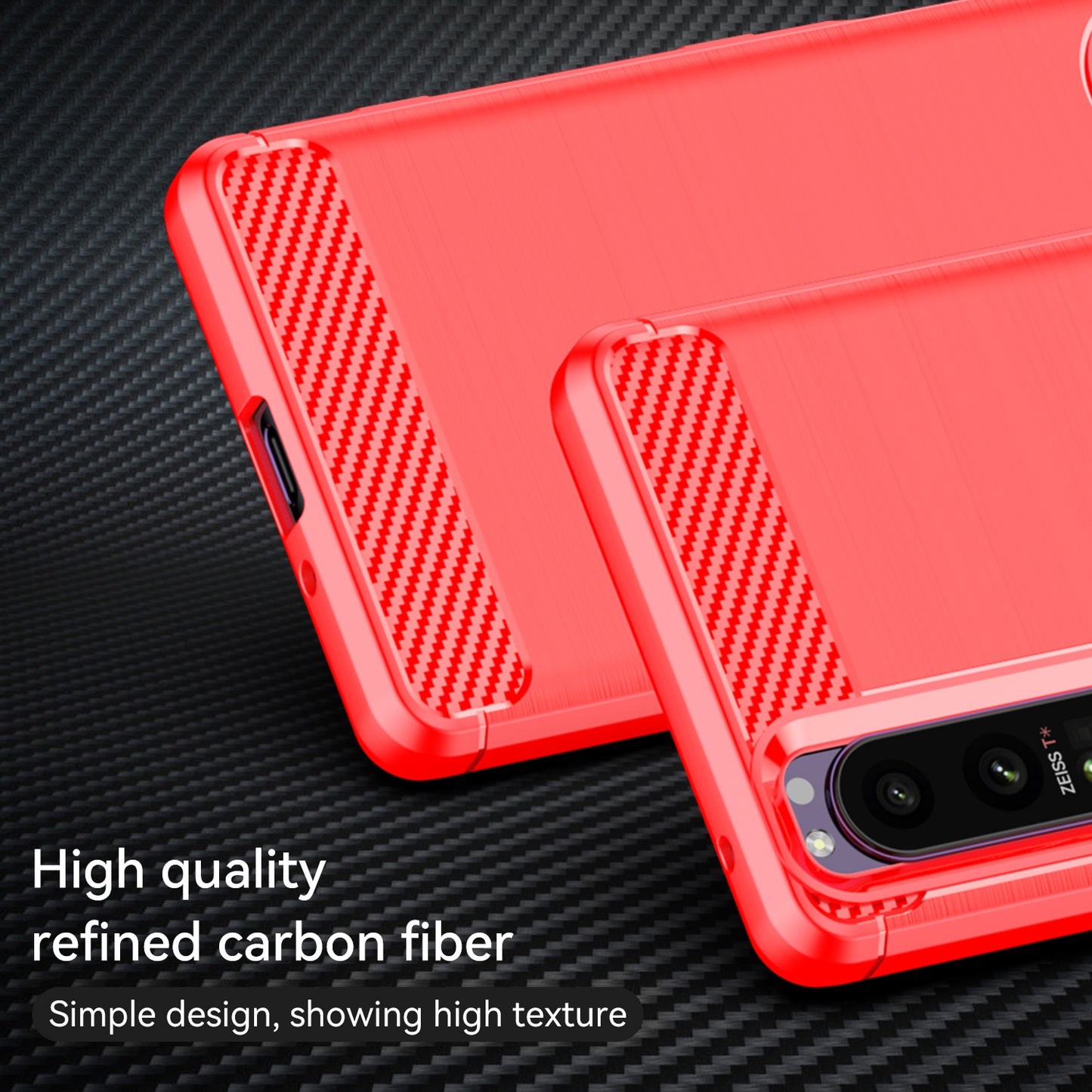 1.8mm TPU Case Carbon Fiber Texture Fine Workmanship Brushed Surface Bendable Phone Cover for Sony Xperia 1 III 5G