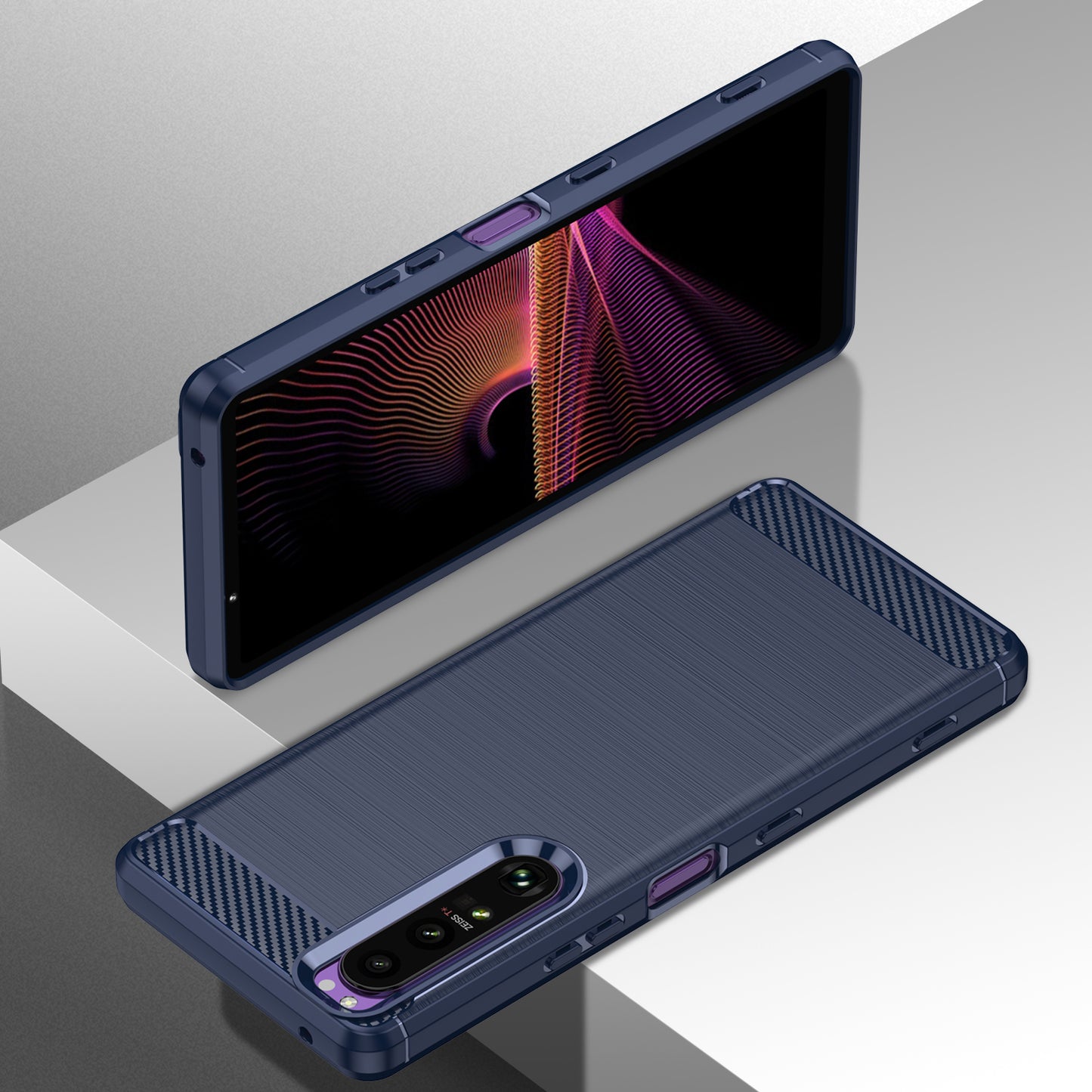 1.8mm TPU Case Carbon Fiber Texture Fine Workmanship Brushed Surface Bendable Phone Cover for Sony Xperia 1 III 5G