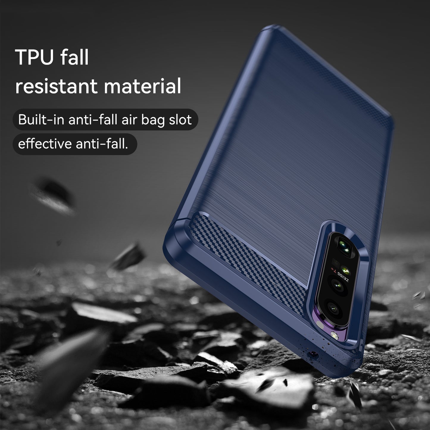 1.8mm TPU Case Carbon Fiber Texture Fine Workmanship Brushed Surface Bendable Phone Cover for Sony Xperia 1 III 5G