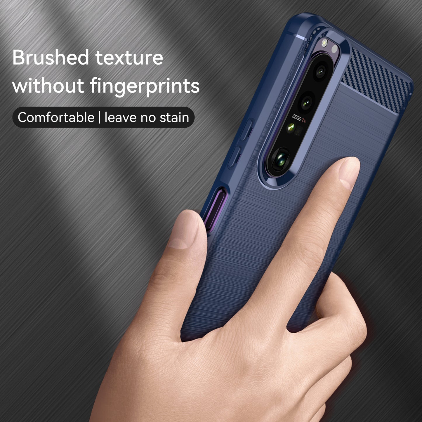 1.8mm TPU Case Carbon Fiber Texture Fine Workmanship Brushed Surface Bendable Phone Cover for Sony Xperia 1 III 5G