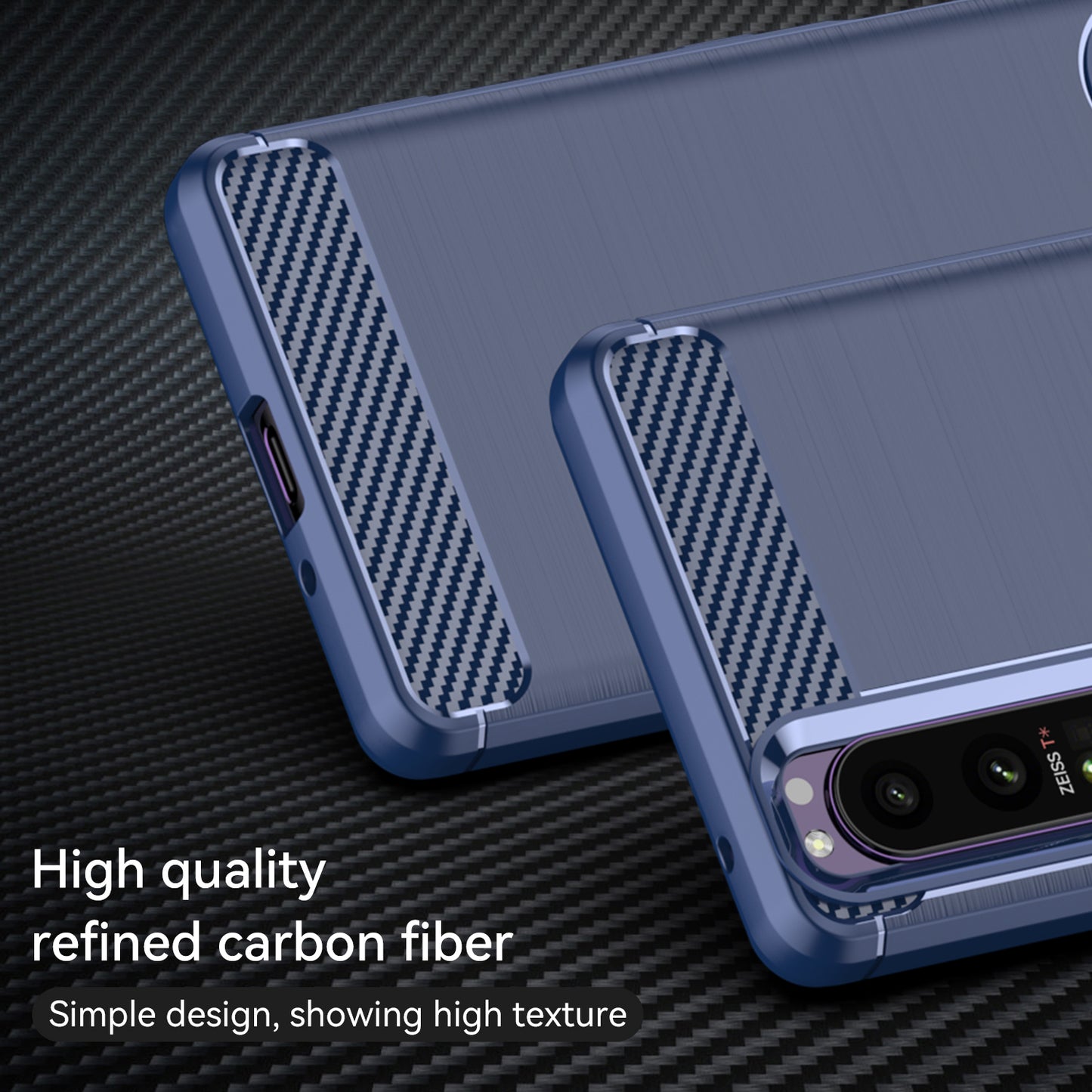 1.8mm TPU Case Carbon Fiber Texture Fine Workmanship Brushed Surface Bendable Phone Cover for Sony Xperia 1 III 5G
