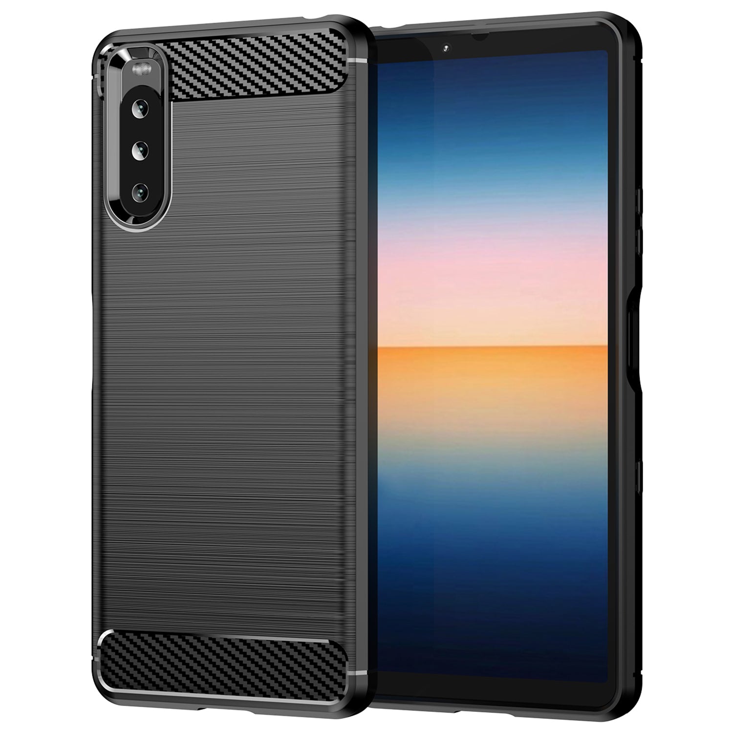 1.8mm Air Cushion Design TPU Case Phone Cover with Carbon Fiber Texture Brushed Surface for Sony Xperia 10 III 5G/10 III Lite