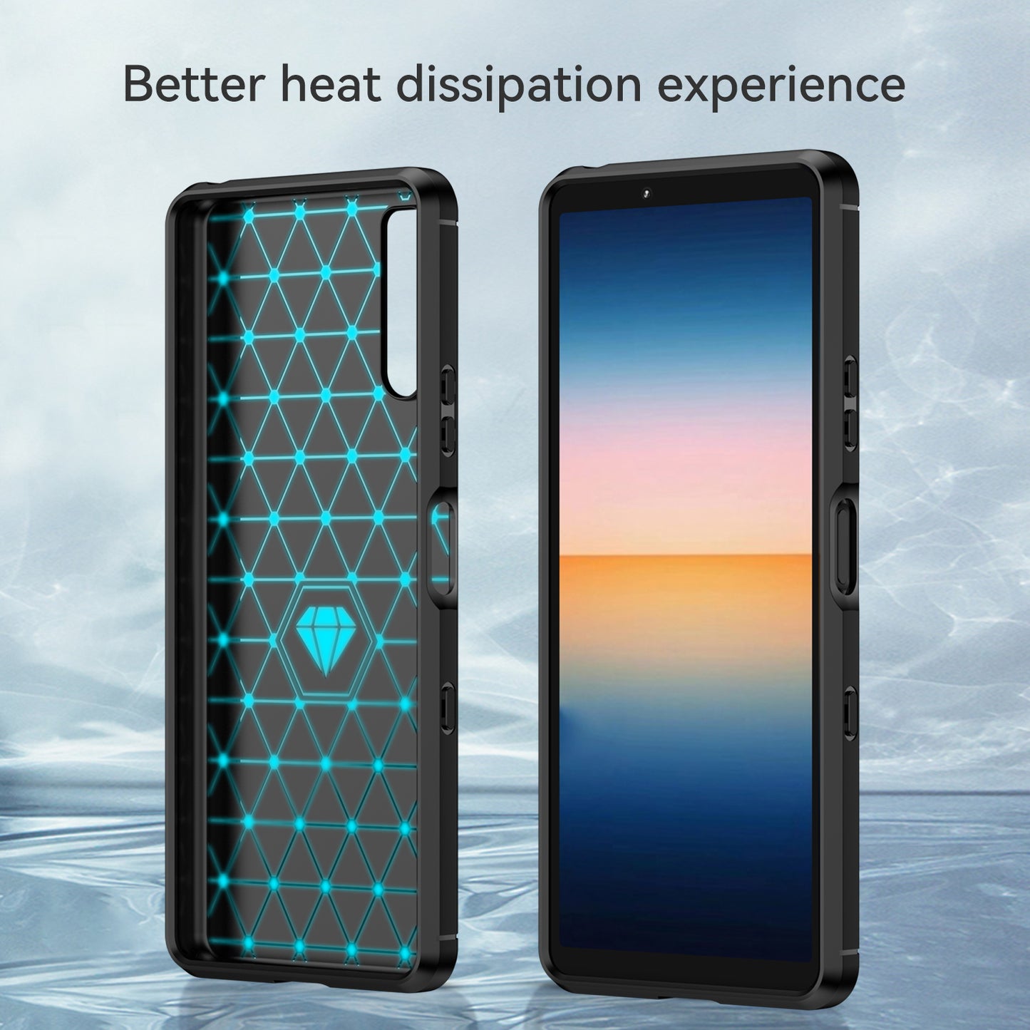 1.8mm Air Cushion Design TPU Case Phone Cover with Carbon Fiber Texture Brushed Surface for Sony Xperia 10 III 5G/10 III Lite