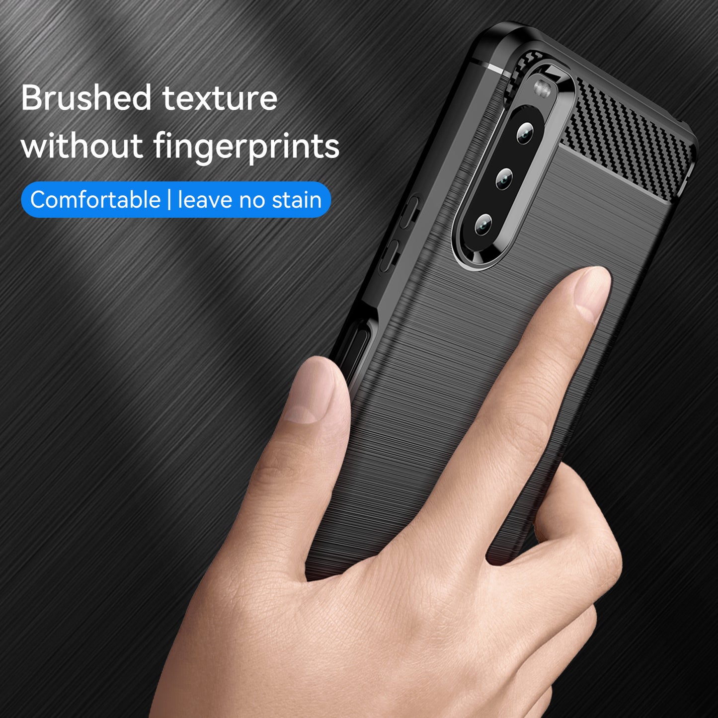 1.8mm Air Cushion Design TPU Case Phone Cover with Carbon Fiber Texture Brushed Surface for Sony Xperia 10 III 5G/10 III Lite