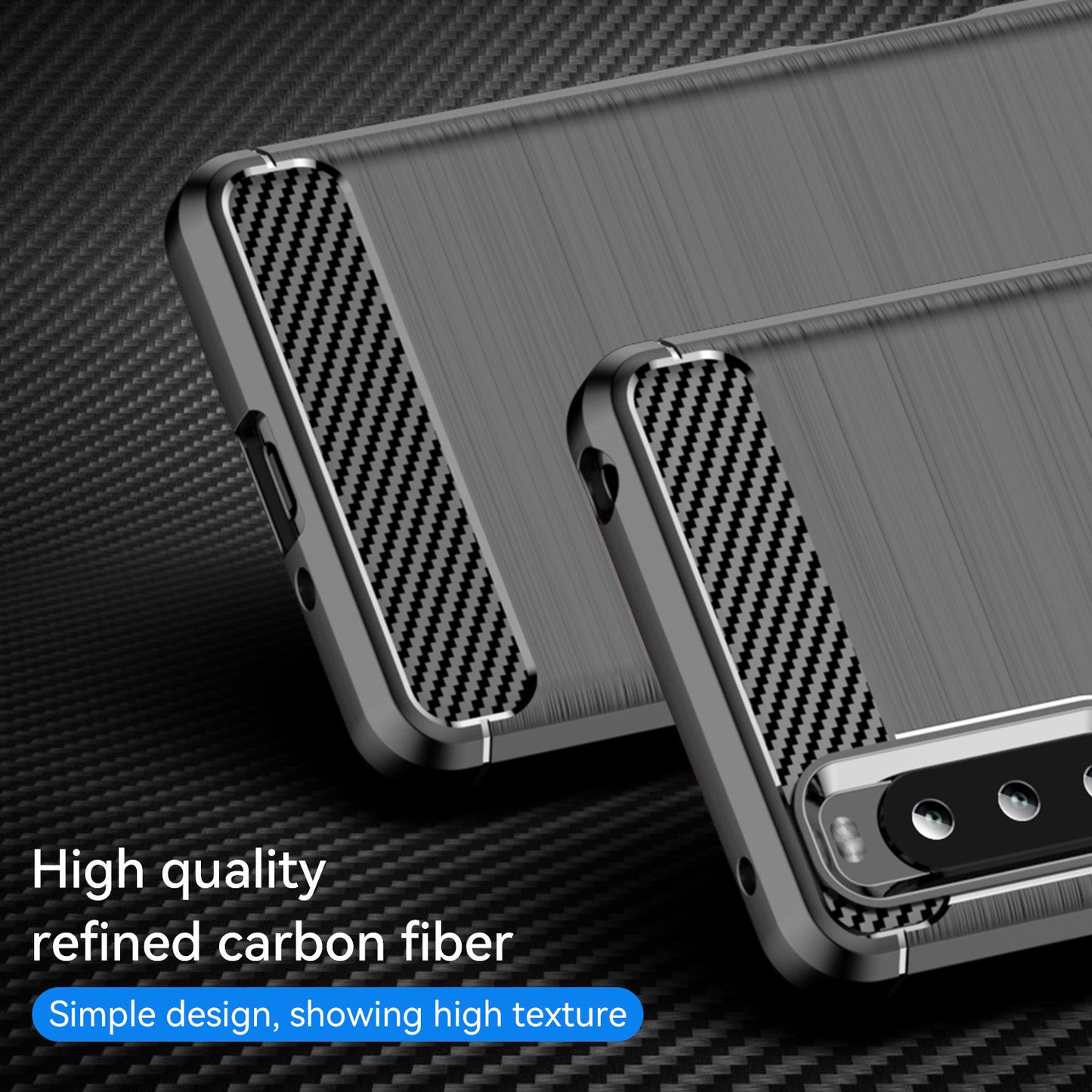 1.8mm Air Cushion Design TPU Case Phone Cover with Carbon Fiber Texture Brushed Surface for Sony Xperia 10 III 5G/10 III Lite