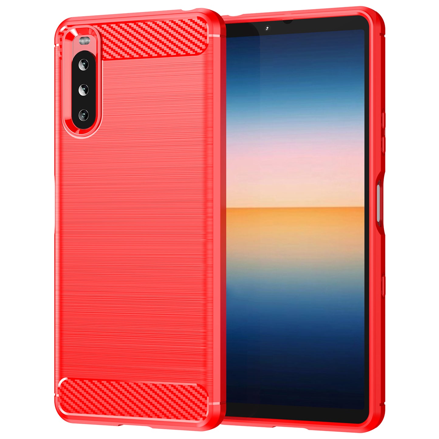 1.8mm Air Cushion Design TPU Case Phone Cover with Carbon Fiber Texture Brushed Surface for Sony Xperia 10 III 5G/10 III Lite