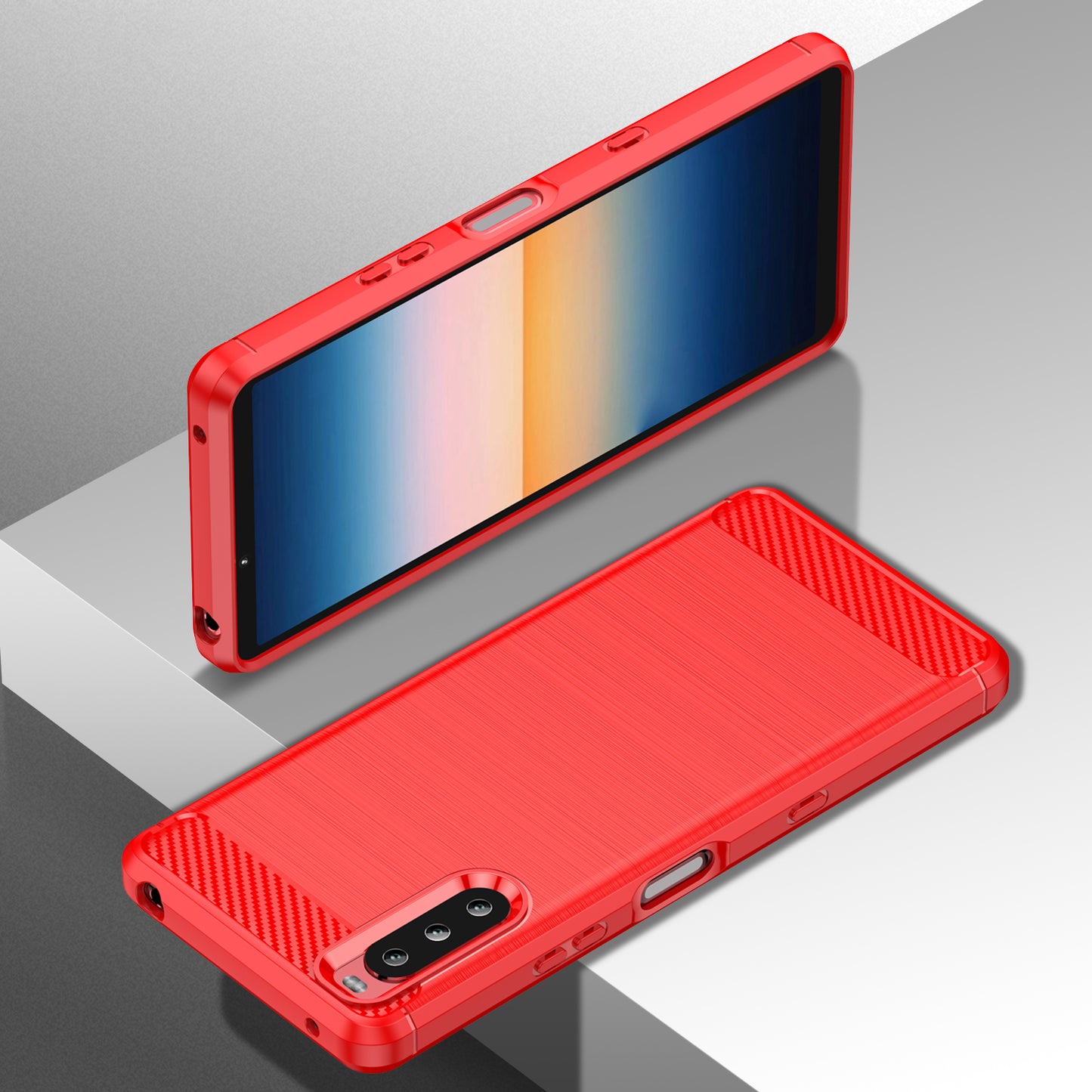 1.8mm Air Cushion Design TPU Case Phone Cover with Carbon Fiber Texture Brushed Surface for Sony Xperia 10 III 5G/10 III Lite