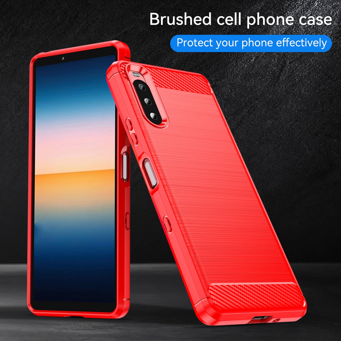 1.8mm Air Cushion Design TPU Case Phone Cover with Carbon Fiber Texture Brushed Surface for Sony Xperia 10 III 5G/10 III Lite