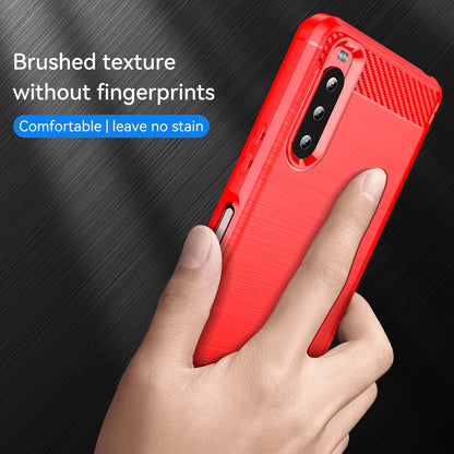 1.8mm Air Cushion Design TPU Case Phone Cover with Carbon Fiber Texture Brushed Surface for Sony Xperia 10 III 5G/10 III Lite