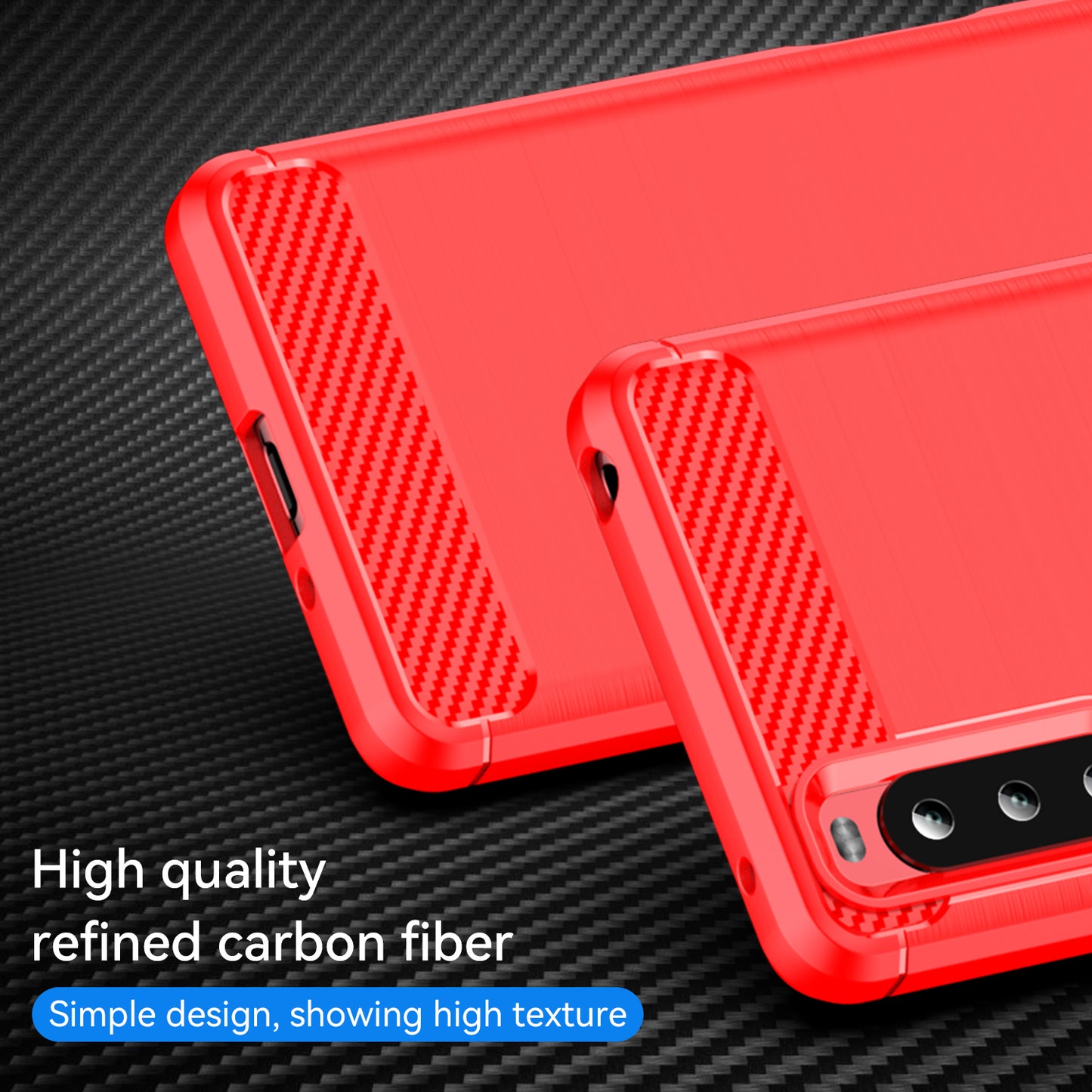 1.8mm Air Cushion Design TPU Case Phone Cover with Carbon Fiber Texture Brushed Surface for Sony Xperia 10 III 5G/10 III Lite