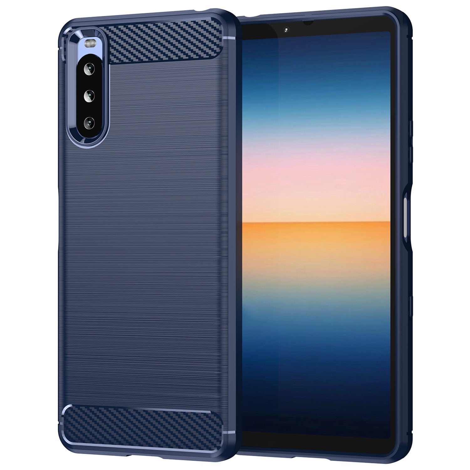 1.8mm Air Cushion Design TPU Case Phone Cover with Carbon Fiber Texture Brushed Surface for Sony Xperia 10 III 5G/10 III Lite