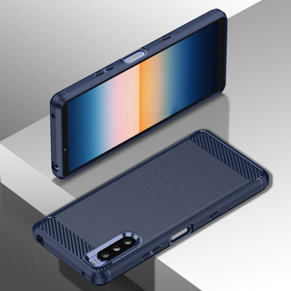1.8mm Air Cushion Design TPU Case Phone Cover with Carbon Fiber Texture Brushed Surface for Sony Xperia 10 III 5G/10 III Lite