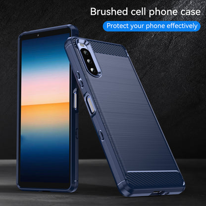 1.8mm Air Cushion Design TPU Case Phone Cover with Carbon Fiber Texture Brushed Surface for Sony Xperia 10 III 5G/10 III Lite