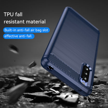 1.8mm Air Cushion Design TPU Case Phone Cover with Carbon Fiber Texture Brushed Surface for Sony Xperia 10 III 5G/10 III Lite