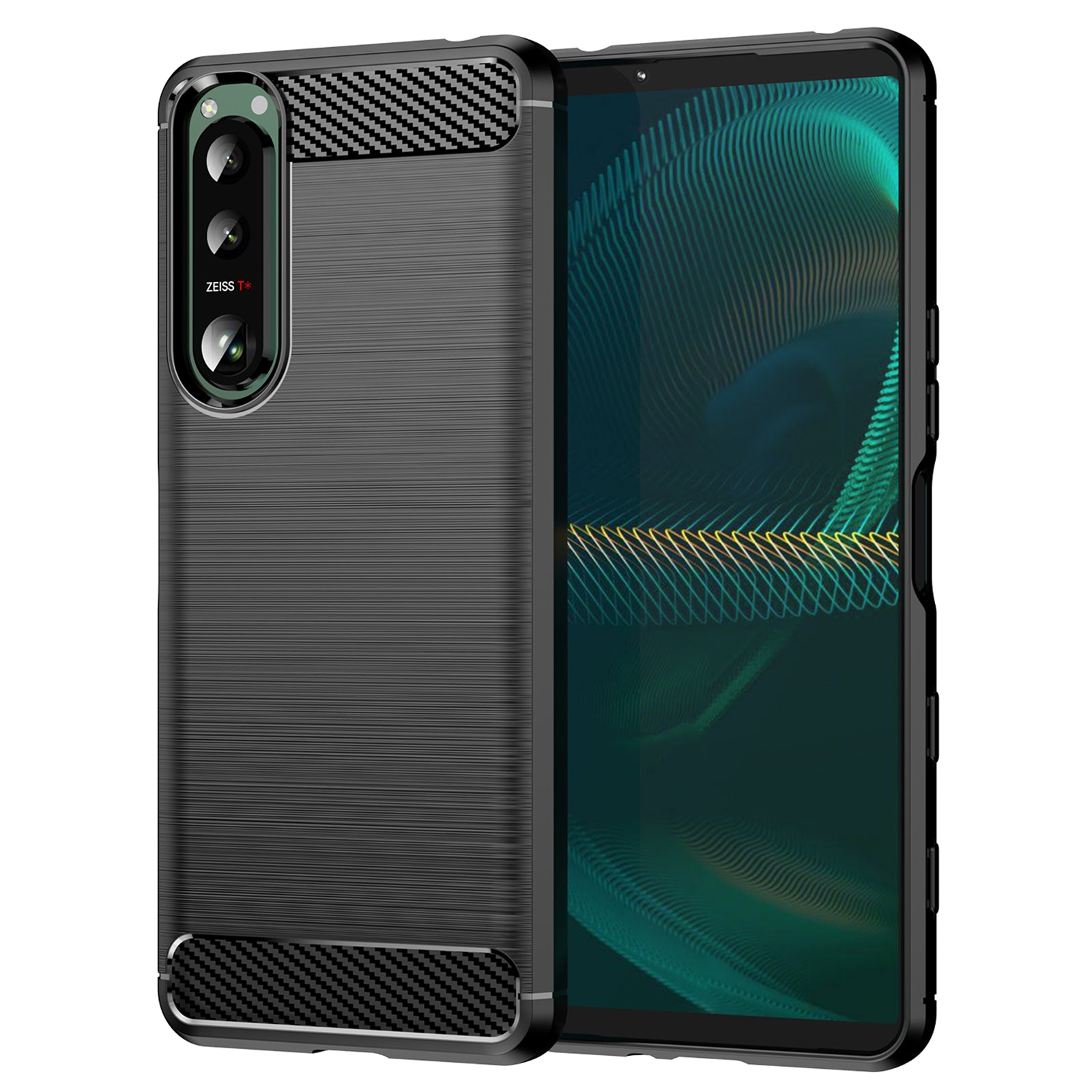 1.8mm Brushed Surface TPU Case Carbon Fiber Texture Phone Back Protector Cover for Sony Xperia 5 III 5G