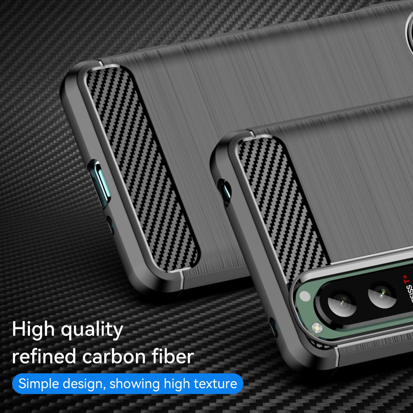 1.8mm Brushed Surface TPU Case Carbon Fiber Texture Phone Back Protector Cover for Sony Xperia 5 III 5G