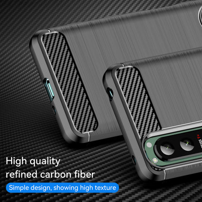 1.8mm Brushed Surface TPU Case Carbon Fiber Texture Phone Back Protector Cover for Sony Xperia 5 III 5G