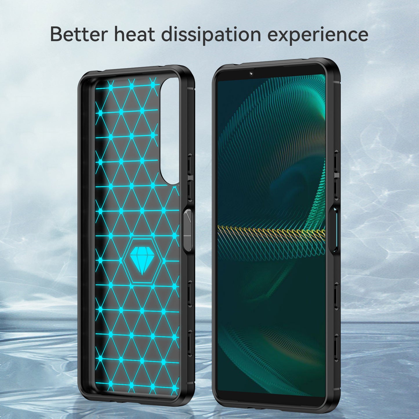 1.8mm Brushed Surface TPU Case Carbon Fiber Texture Phone Back Protector Cover for Sony Xperia 5 III 5G