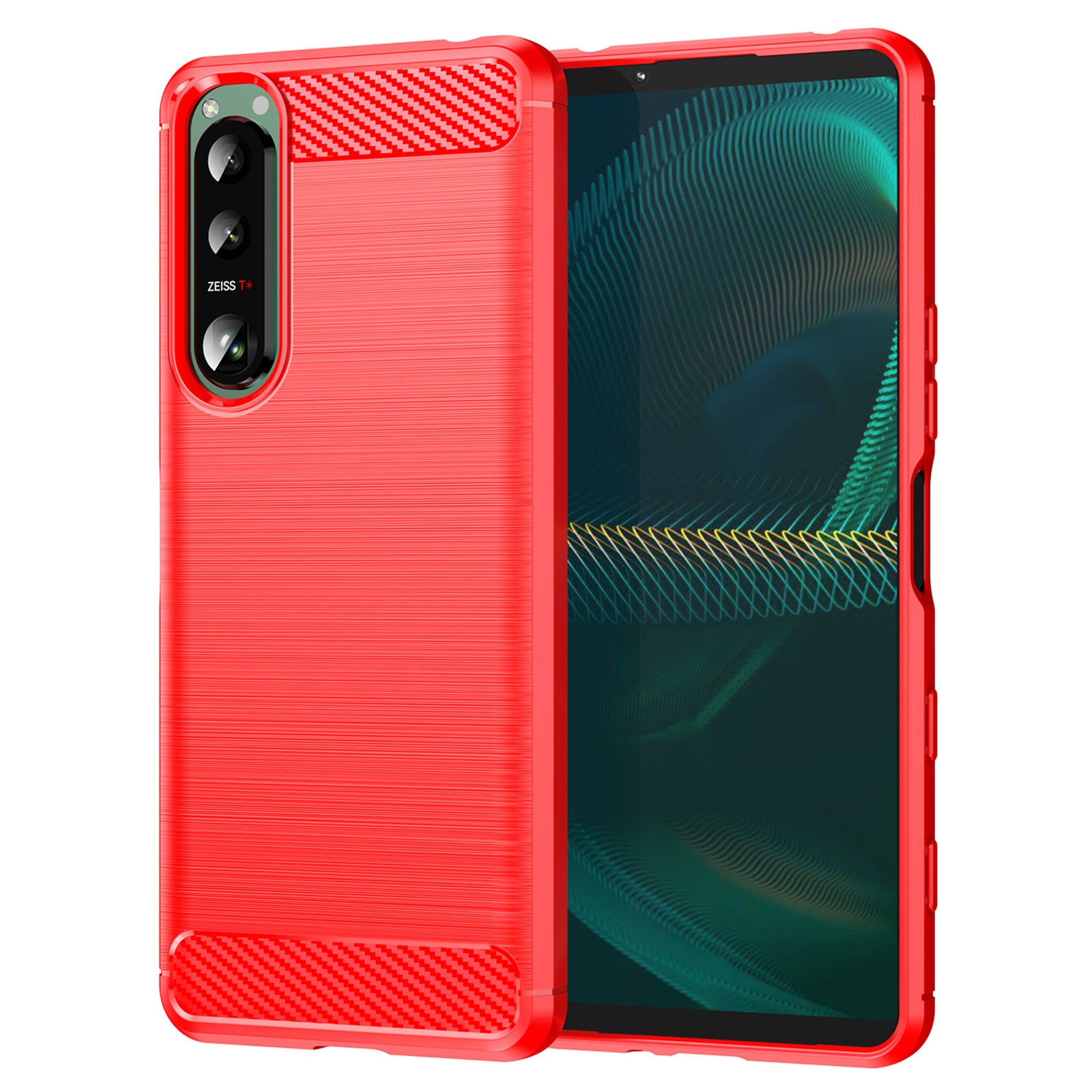 1.8mm Brushed Surface TPU Case Carbon Fiber Texture Phone Back Protector Cover for Sony Xperia 5 III 5G
