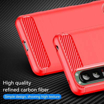 1.8mm Brushed Surface TPU Case Carbon Fiber Texture Phone Back Protector Cover for Sony Xperia 5 III 5G