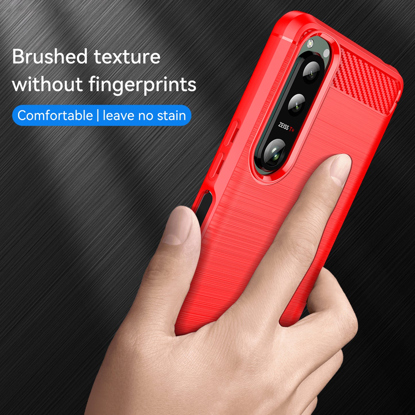 1.8mm Brushed Surface TPU Case Carbon Fiber Texture Phone Back Protector Cover for Sony Xperia 5 III 5G