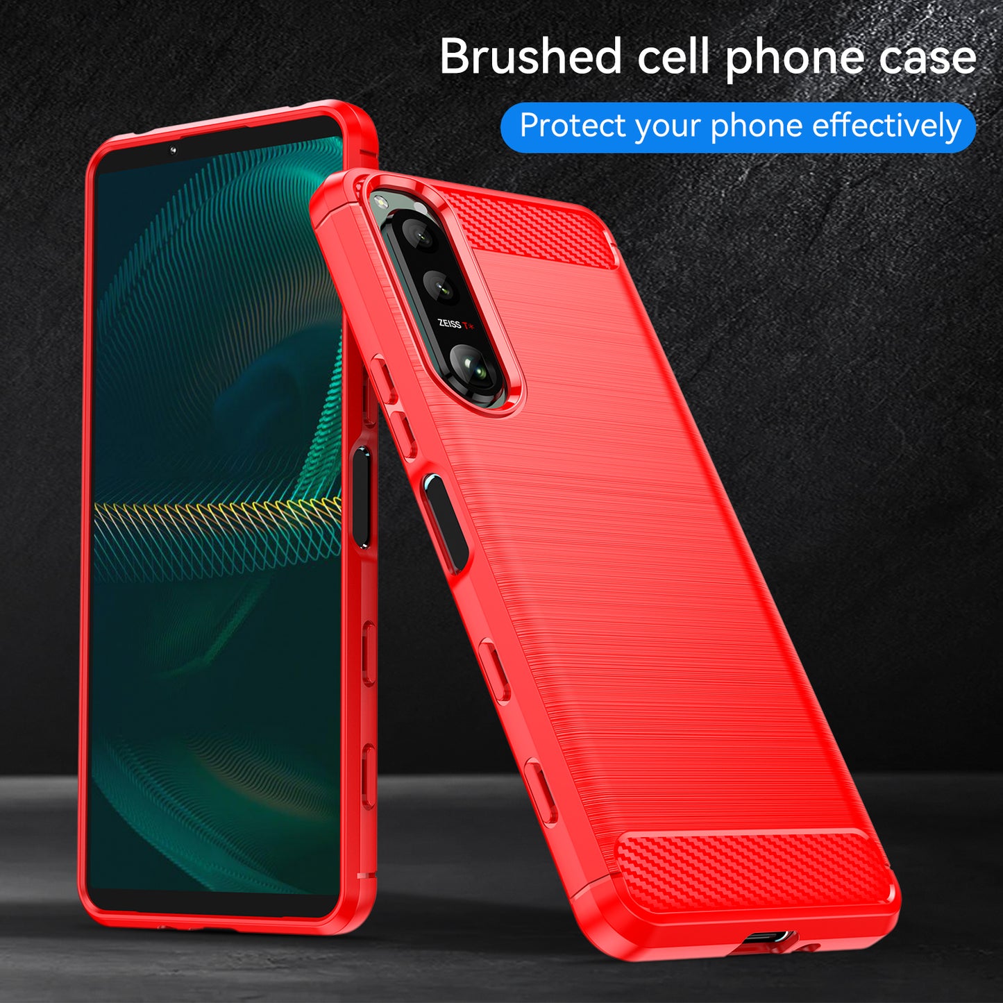 1.8mm Brushed Surface TPU Case Carbon Fiber Texture Phone Back Protector Cover for Sony Xperia 5 III 5G