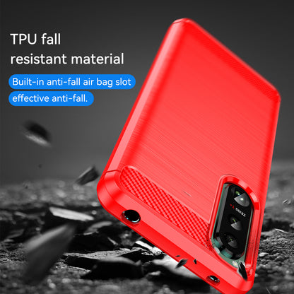 1.8mm Brushed Surface TPU Case Carbon Fiber Texture Phone Back Protector Cover for Sony Xperia 5 III 5G