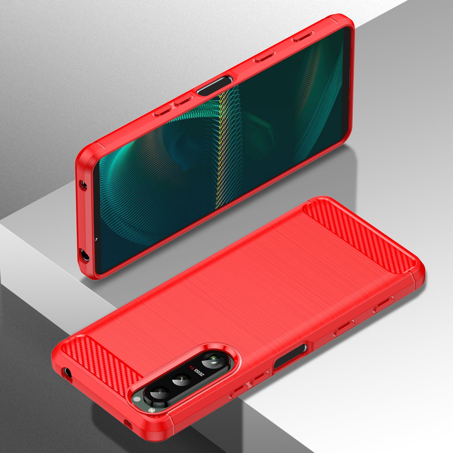 1.8mm Brushed Surface TPU Case Carbon Fiber Texture Phone Back Protector Cover for Sony Xperia 5 III 5G