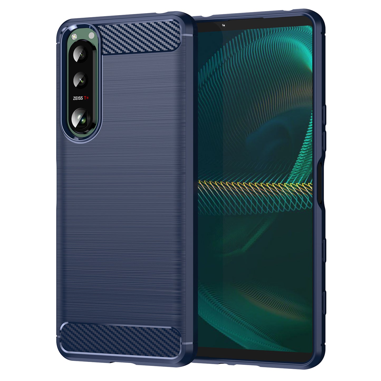 1.8mm Brushed Surface TPU Case Carbon Fiber Texture Phone Back Protector Cover for Sony Xperia 5 III 5G