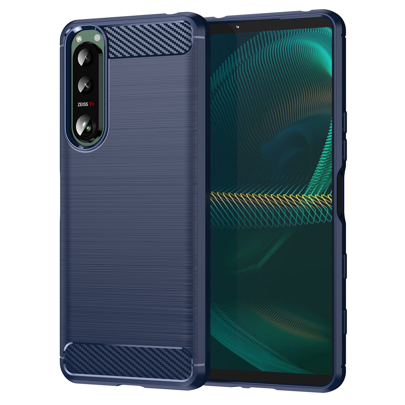 1.8mm Brushed Surface TPU Case Carbon Fiber Texture Phone Back Protector Cover for Sony Xperia 5 III 5G
