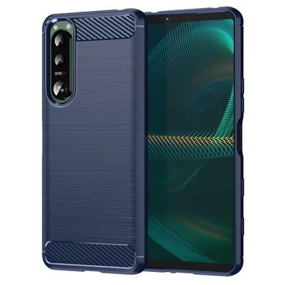 1.8mm Brushed Surface TPU Case Carbon Fiber Texture Phone Back Protector Cover for Sony Xperia 5 III 5G