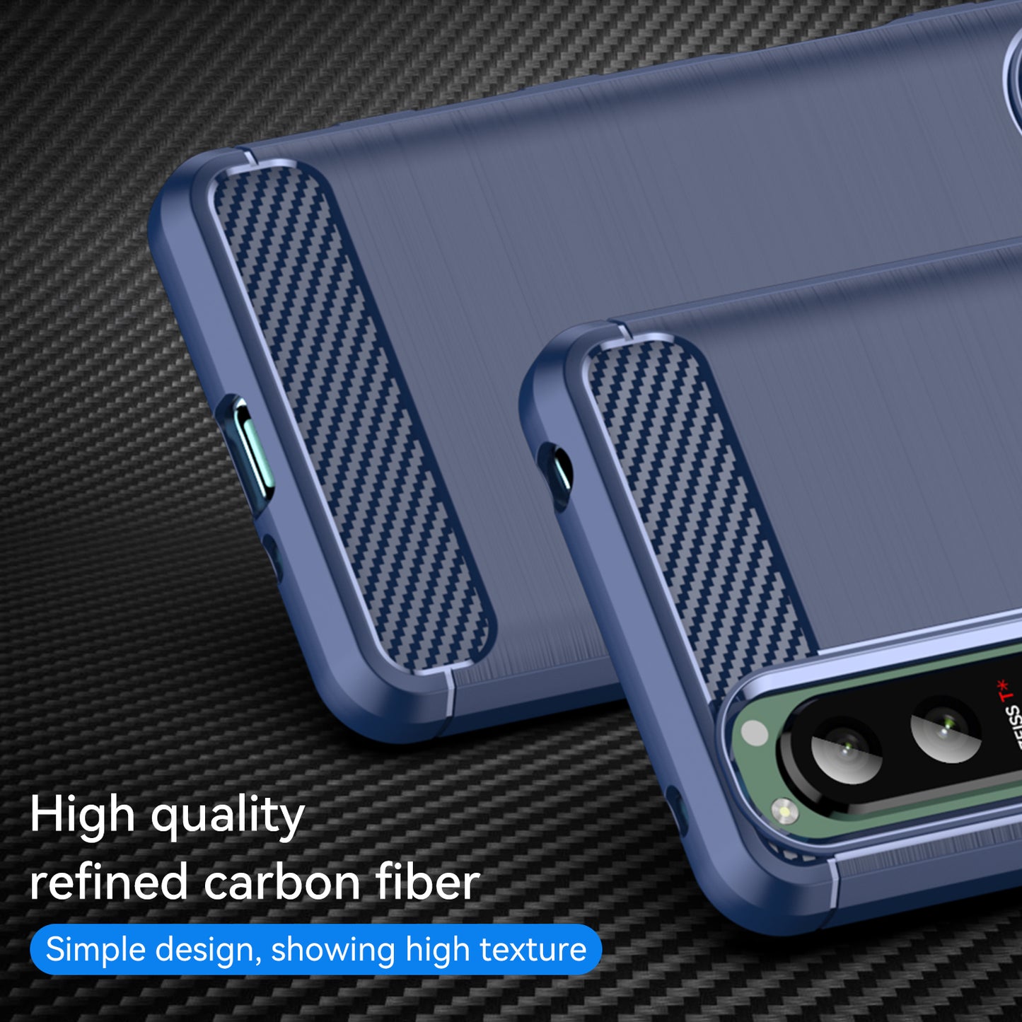 1.8mm Brushed Surface TPU Case Carbon Fiber Texture Phone Back Protector Cover for Sony Xperia 5 III 5G