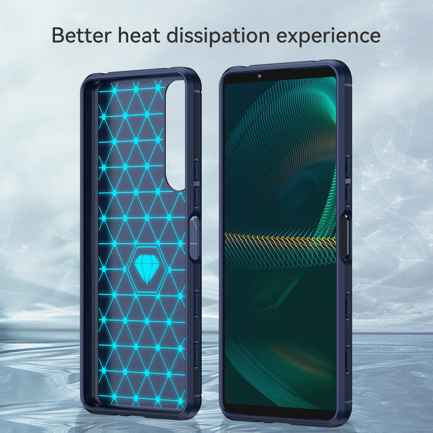 1.8mm Brushed Surface TPU Case Carbon Fiber Texture Phone Back Protector Cover for Sony Xperia 5 III 5G