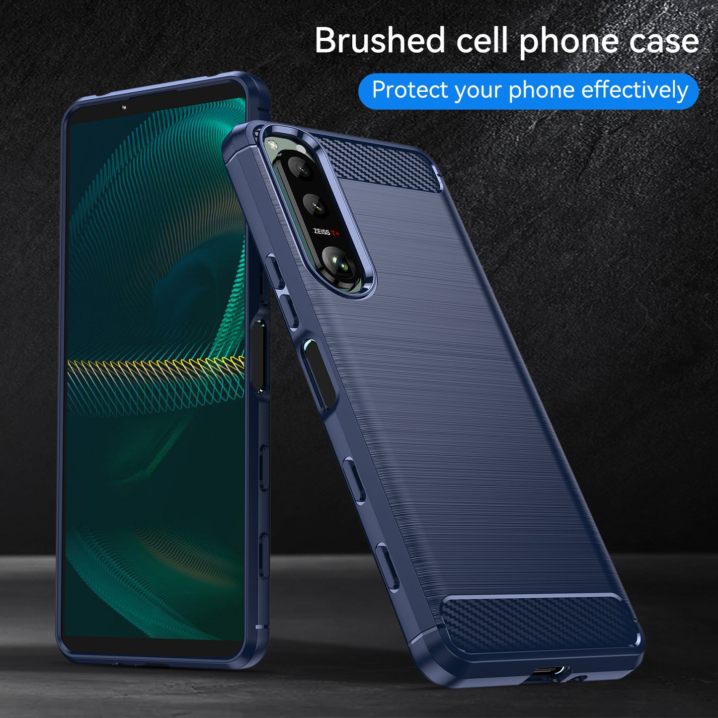 1.8mm Brushed Surface TPU Case Carbon Fiber Texture Phone Back Protector Cover for Sony Xperia 5 III 5G