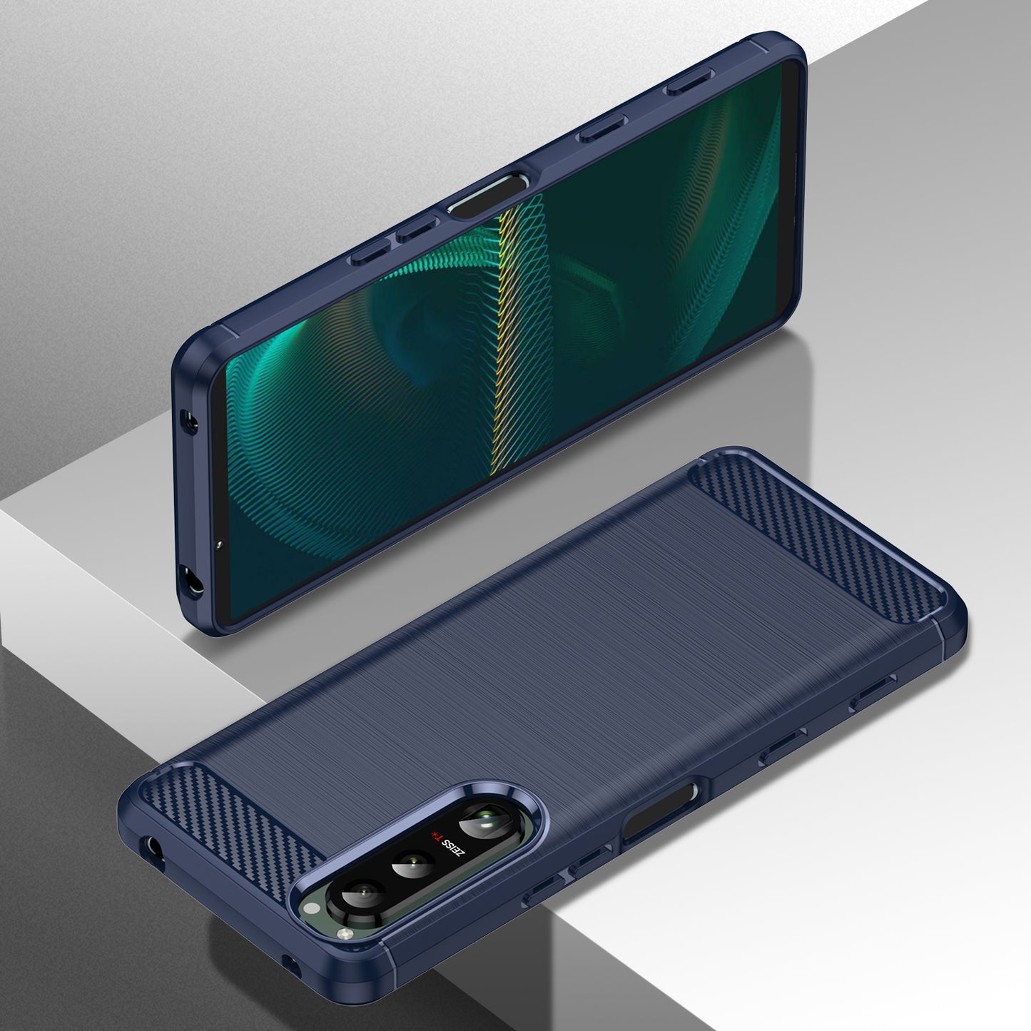 1.8mm Brushed Surface TPU Case Carbon Fiber Texture Phone Back Protector Cover for Sony Xperia 5 III 5G