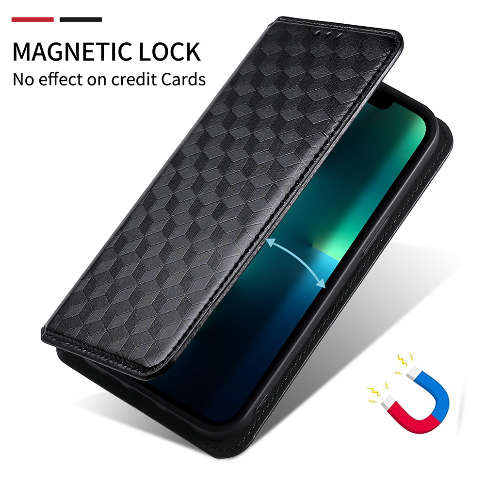 For Sony Xperia 5 III 5G Rhombus Imprinted PU Leather Flip Case Stand Magnetic Absorption Wallet Folio Soft TPU Bumper Protective Cover