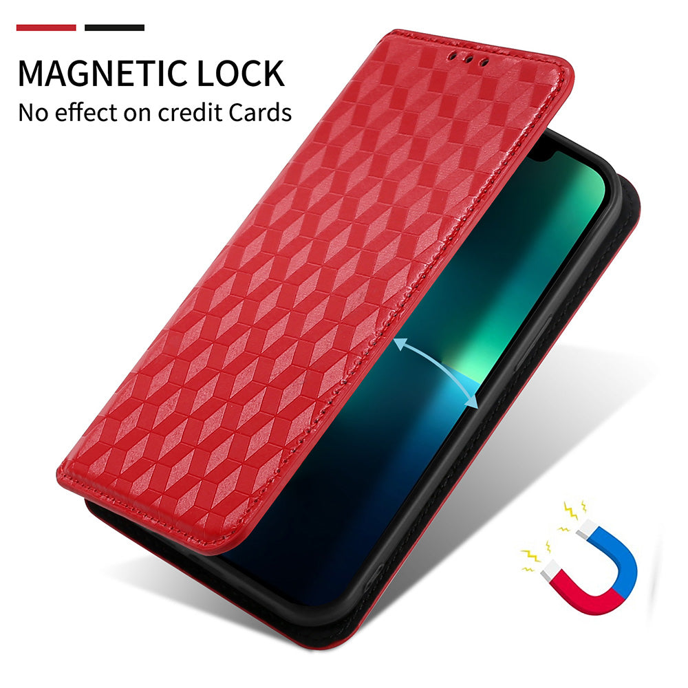 For Sony Xperia 5 III 5G Rhombus Imprinted PU Leather Flip Case Stand Magnetic Absorption Wallet Folio Soft TPU Bumper Protective Cover