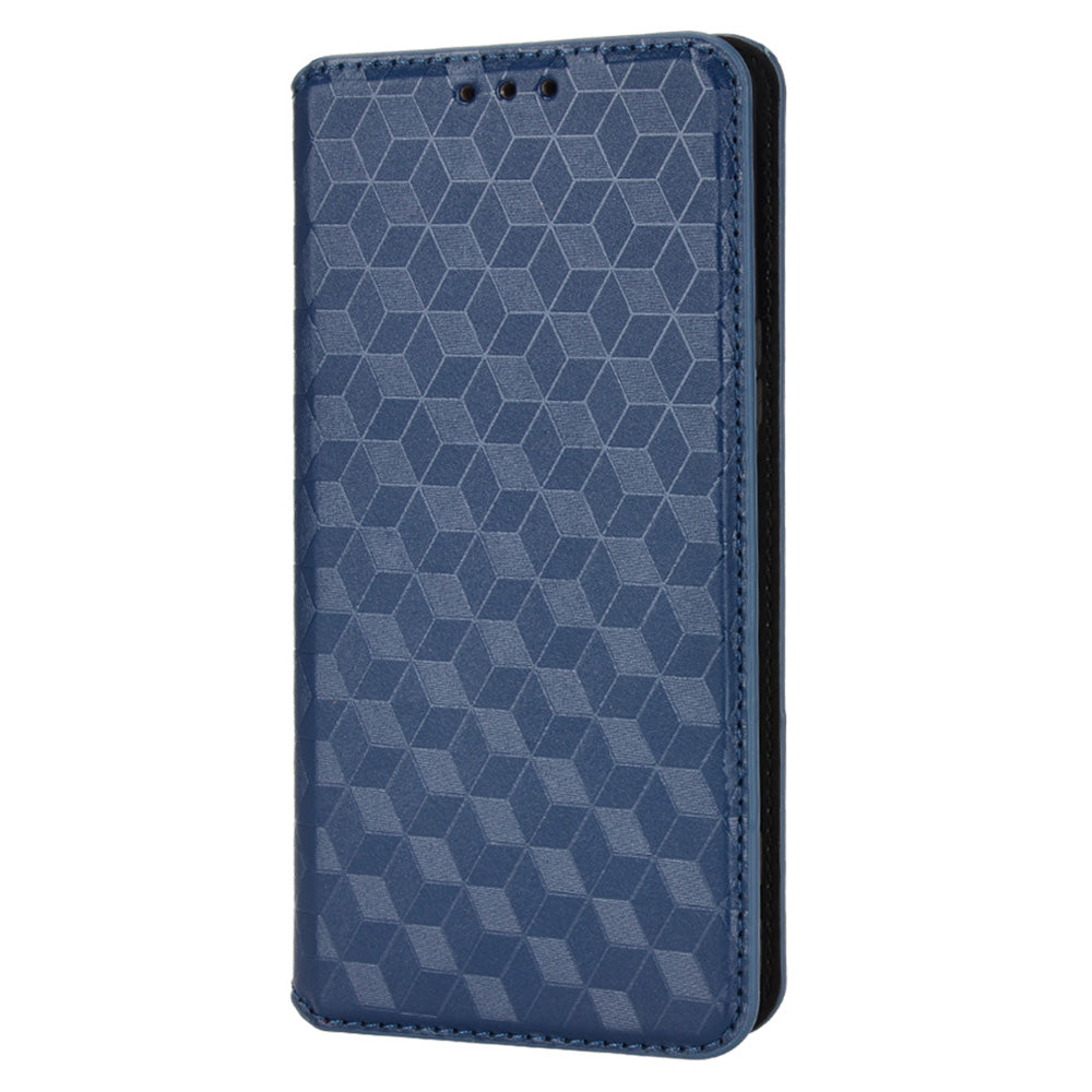 For Sony Xperia 5 III 5G Rhombus Imprinted PU Leather Flip Case Stand Magnetic Absorption Wallet Folio Soft TPU Bumper Protective Cover
