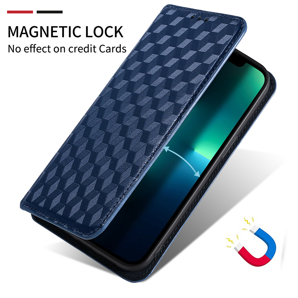 For Sony Xperia 5 III 5G Rhombus Imprinted PU Leather Flip Case Stand Magnetic Absorption Wallet Folio Soft TPU Bumper Protective Cover