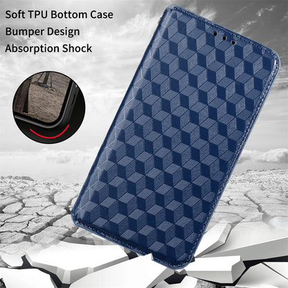 For Sony Xperia 5 III 5G Rhombus Imprinted PU Leather Flip Case Stand Magnetic Absorption Wallet Folio Soft TPU Bumper Protective Cover