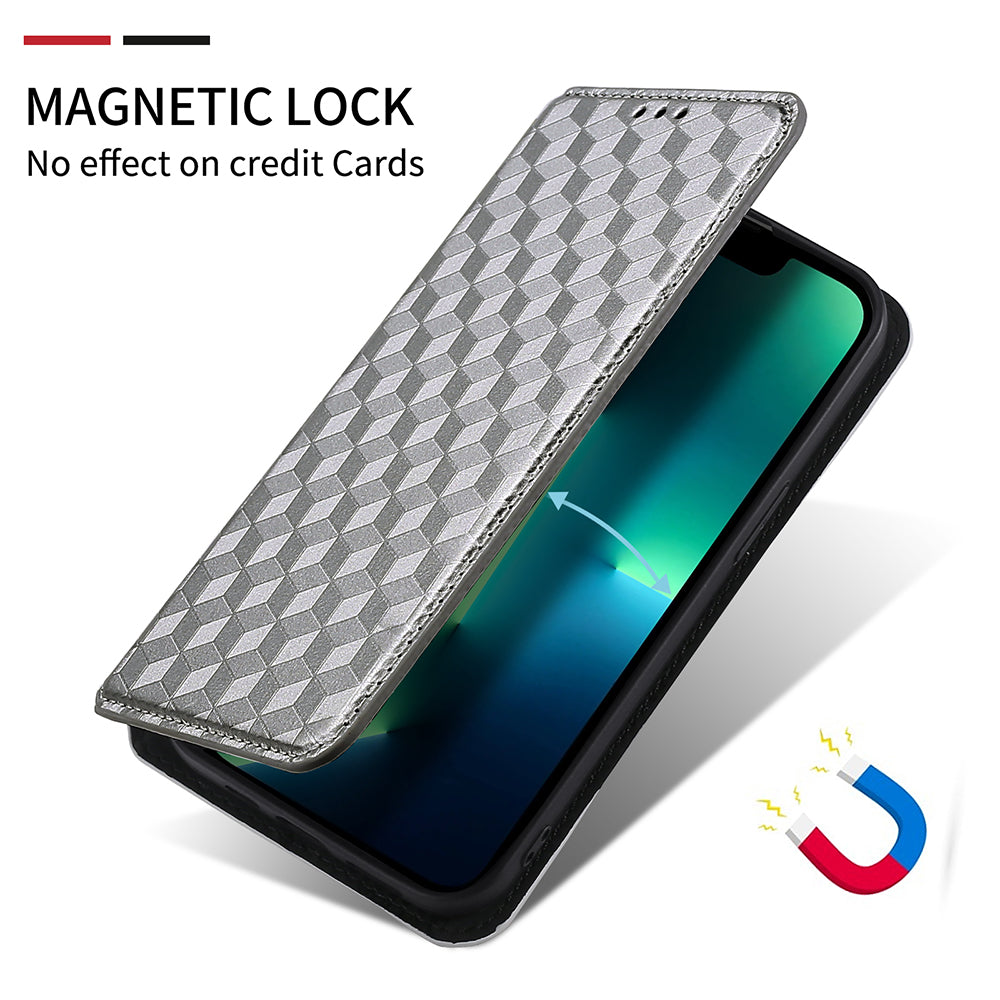 For Sony Xperia 5 III 5G Rhombus Imprinted PU Leather Flip Case Stand Magnetic Absorption Wallet Folio Soft TPU Bumper Protective Cover