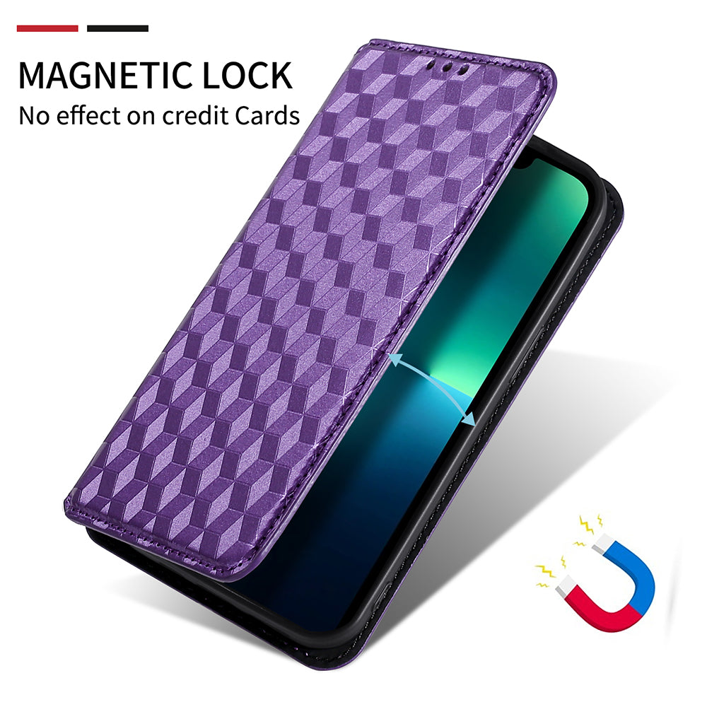 For Sony Xperia 5 III 5G Rhombus Imprinted PU Leather Flip Case Stand Magnetic Absorption Wallet Folio Soft TPU Bumper Protective Cover