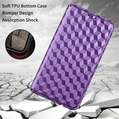 For Sony Xperia 5 III 5G Rhombus Imprinted PU Leather Flip Case Stand Magnetic Absorption Wallet Folio Soft TPU Bumper Protective Cover