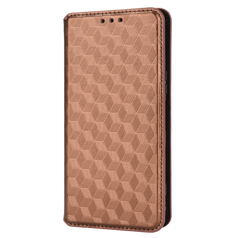 For Sony Xperia 5 III 5G Rhombus Imprinted PU Leather Flip Case Stand Magnetic Absorption Wallet Folio Soft TPU Bumper Protective Cover