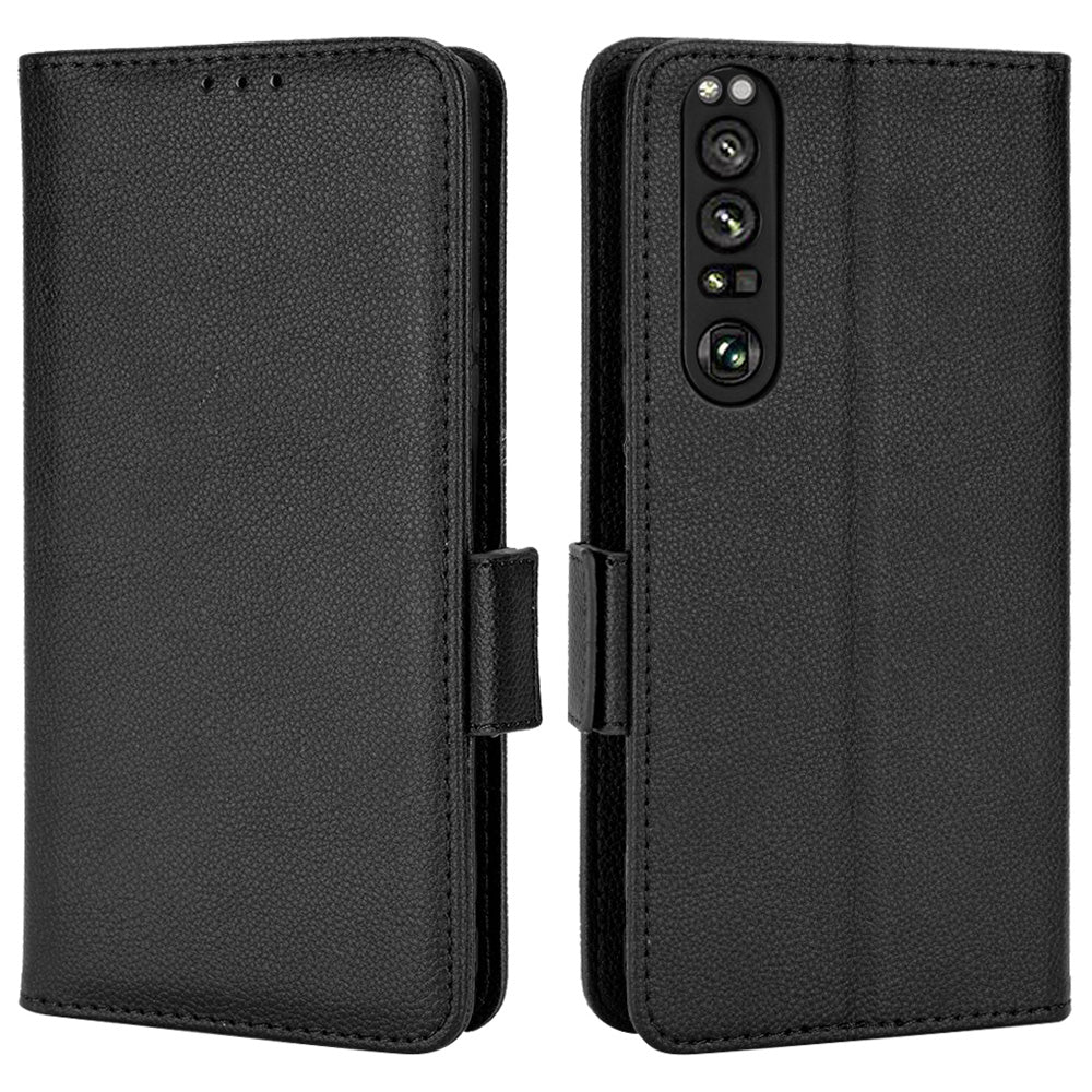 For Sony Xperia 1 III 5G Shockproof Phone Case Litchi Texture PU Leather Stand Wallet Protective Cover