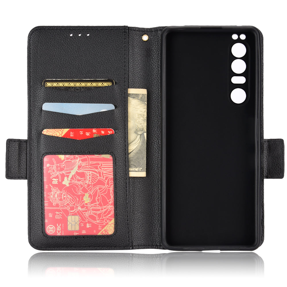 For Sony Xperia 1 III 5G Shockproof Phone Case Litchi Texture PU Leather Stand Wallet Protective Cover
